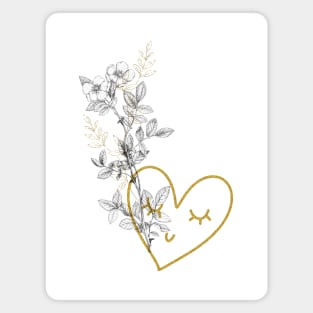 Wild Rose Flower with Heart Magnet